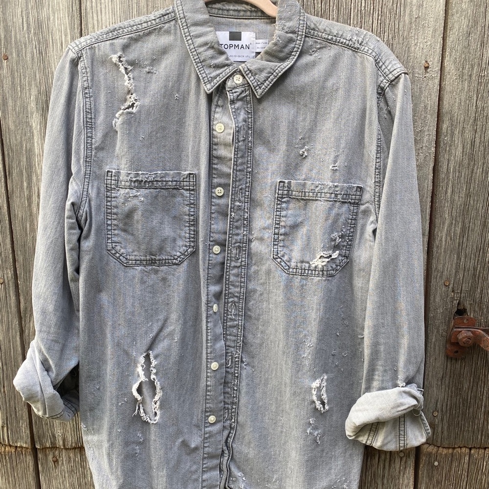 Topman distressed button up